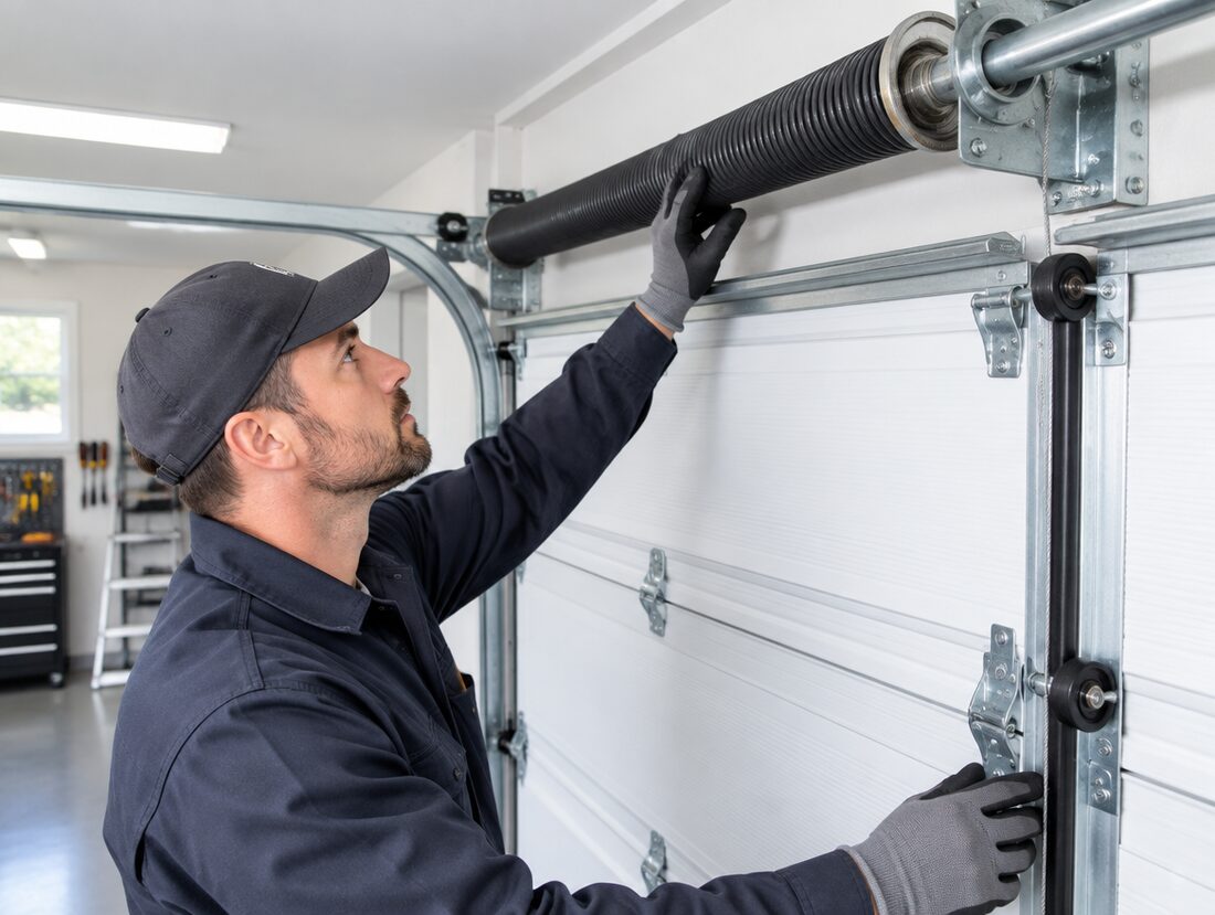 Prodigy technician servicing a garage door